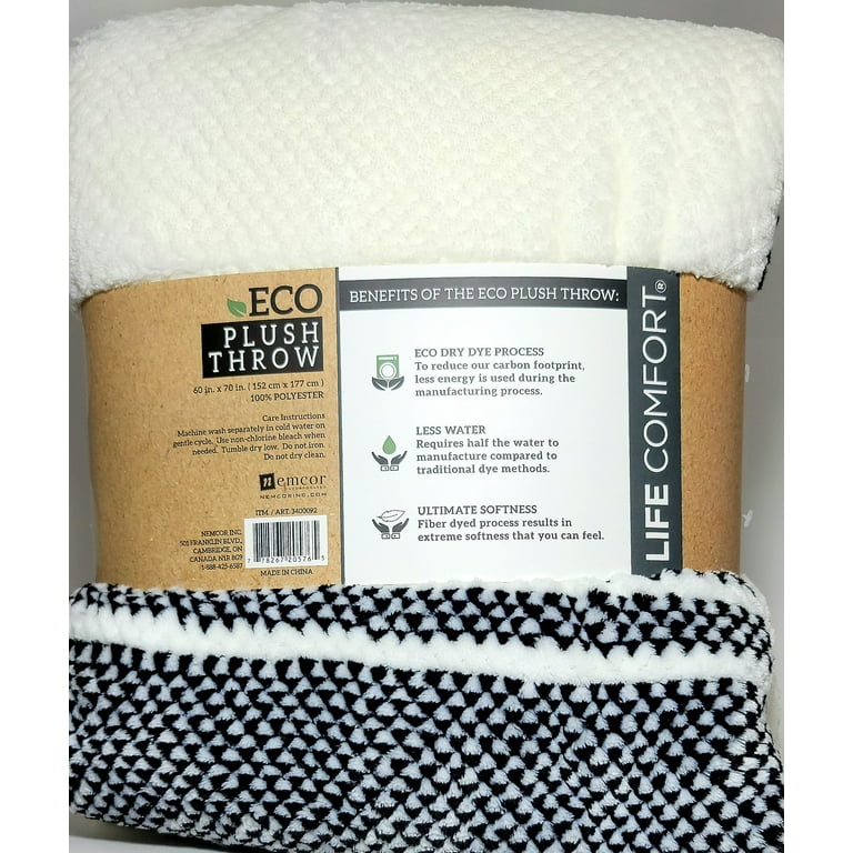 Life Comfort Eco Plush Throw. 100 Polyester. Size 60 in. X 70 in. Walmart