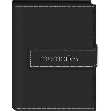 Pioneer Photo Albums 36-Pocket 5 by 7-Inch Embroidered "Memories" Strap Sewn Leatherette Cover Photo Album, Mini, Black