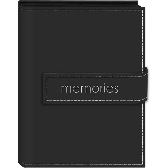 Pioneer Photo Albums 36-Pocket 5 by 7-Inch Embroidered "Memories" Strap Sewn Leatherette Cover Photo Album, Mini, Black
