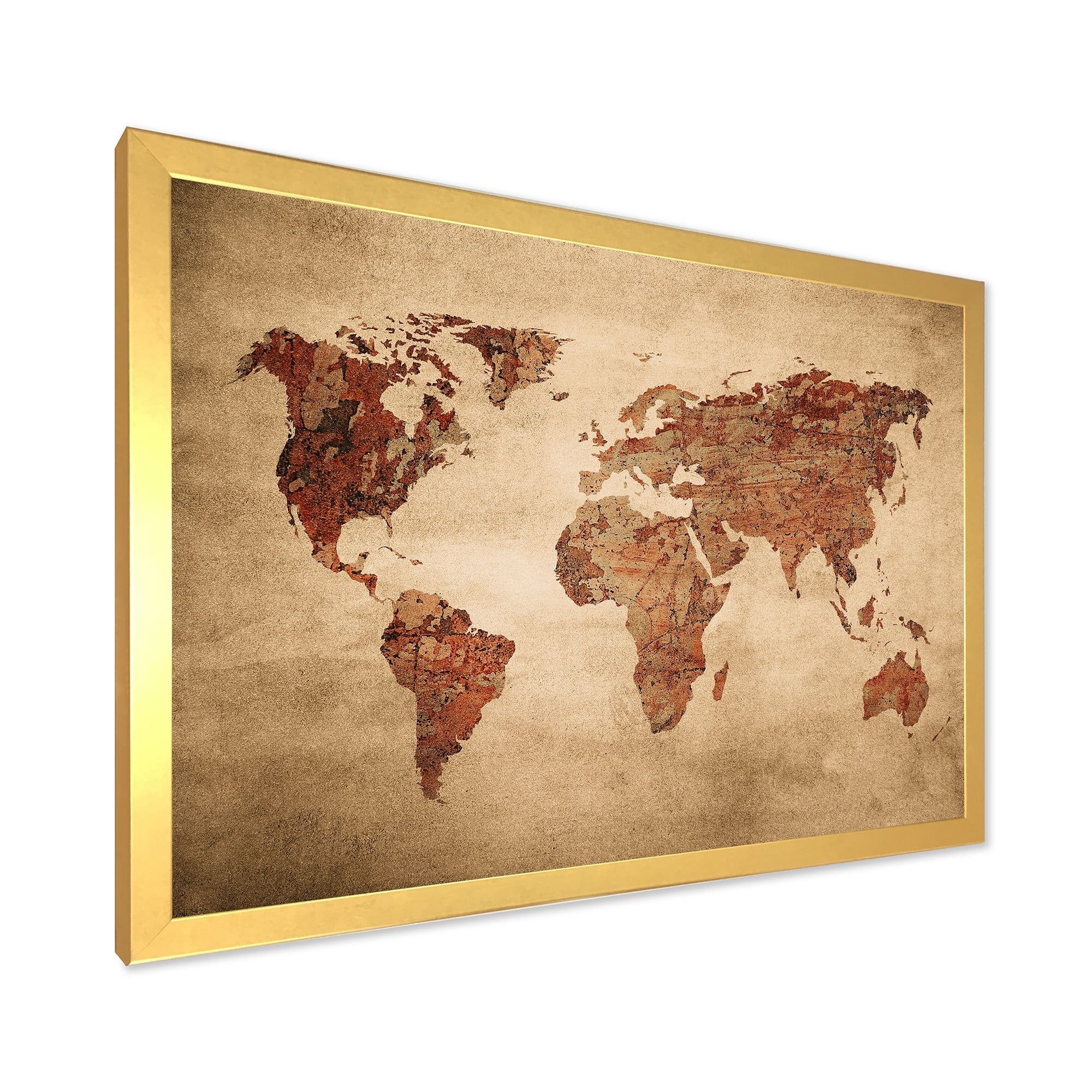 Designart 'Ancient World Map VII' Vintage Framed Art Print