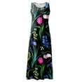 thumbnail image 4 of JULMCOMO Summer Dresses for Women 2024 Round Neck Casual Boho Long Dress Floral Print Plus Size Sleeveless Maxi Dress with Pocket, 4 of 4