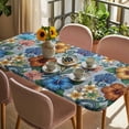 thumbnail image 3 of Boho Colorful Floral Table Cloths for 5 Foot Rectangle Tables, Spring Flowers Vintage Abstract Art Patio Waterproof Elastic Fitted Tablecloths, Washable Rectangular Table Cover for Camping, 3 of 8
