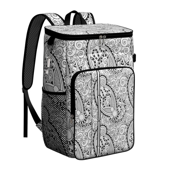 Abstract Insulated Soft Cooler Bag - Bohemian Paisley Pattern 20L Leakproof Backpack for Picnics, Hiking & Parties, Lightweight 1050g