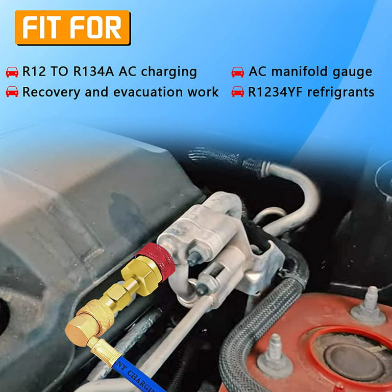 R134a to R1234yf AC Refrigerant Recharge Hose Kit With Pressure