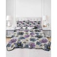 thumbnail image 3 of Purple Floral King Size Down Alternative Comforter, Lightweight Comforter Quilt Bedding Set with Pillow Shams Blue Wildflower Farmhouse Nature Plant All Seasons Bed Comforter Duvet Insert 96"x106", 3 of 7