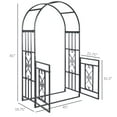 thumbnail image 3 of DUOSONG Outsunny 81" Metal Garden Arbor With Double Doors, Locking Gate, Climbing Vine Frame With Heart Motifs, Arch For Wedding, Bridal Party Decoration, Grey Black Steel Garden & Outdoor Garden, 3 of 9