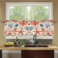 thumbnail image 4 of Yayeee Kitchen Curtains Tier Set of 2 Light Filtering 57"x24" Over Sink Window Panels, Blue Starfish, 4 of 7