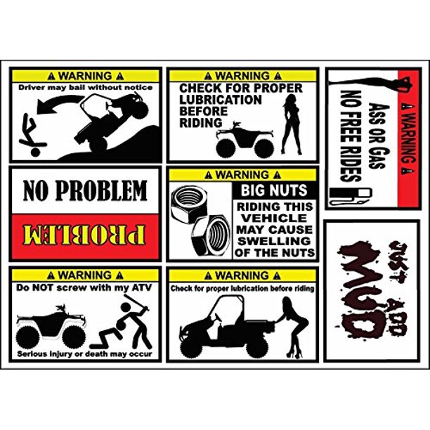 Funny Decal Pack, ATV PACK 4001, Funny ATV Stickers, 4 Wheeler Pack