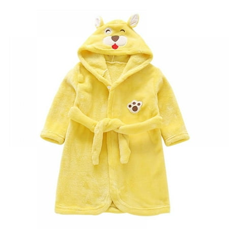 

1-6Y Winter Kids Baby Robe Soft Flannel Warm Hooded Bathrobe Plush Sleepwear Pajamas Loungewear for Girls Boys Toddler Kids