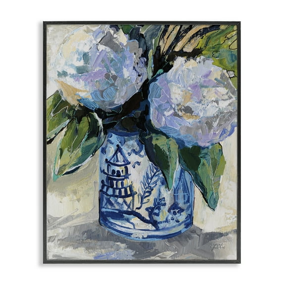 Stupell Industries August Blooming Bouquet Plants & Flowers Painting Black Framed Art Print Wall Art, 11 x 14