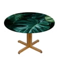 thumbnail image 3 of PIKWEEK Waterproof Round Tablecloth Palm Leaves with Lush Branches and Leaves Tropical Jungle Palm Leaves with Charming Colors White, 3 of 8