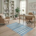 thumbnail image 2 of ODIKA 4'x6' Ultra-Soft Area Rug, Deep Blue Cream Layering Striped Gingham Felpudo Front Door Boho Symmetric Bands with Clean Washable, Bare feet friendly, Silk-Touch for Bedroom Home office, 2 of 7
