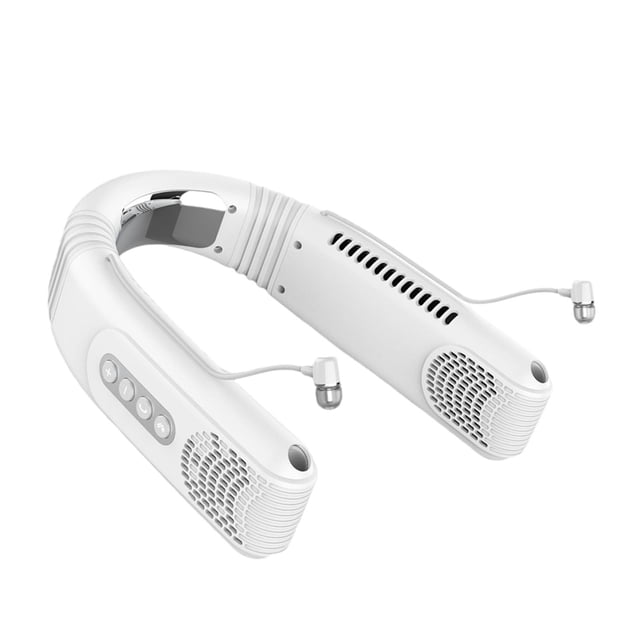 USB Recargable Con Banda Para El Cuello, Ventilador De Enfriamiento, Ventilador Para Colgar En El Cuello, Con Auriculares, Blanco Sunnimix Ventilador de cuello portátil