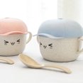 thumbnail image 2 of Creative Wheat Straw Kids Rice Bowl Cartoon Bowls with Lid Baby Feeding Tableware (Blue), 2 of 8