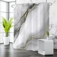 thumbnail image 2 of Grey Modern Shower Curtain, Grey Mix Gold Ombre Marble Texture Luxury Bathroom Curtain Waterproof Fabric Machine Washable with Hooks, 36" Wx72 L, 2 of 6