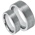 thumbnail image 1 of For Him & Her 8MM/6MM Tungsten Carbide Pipe Cut Brushed Finish Wedding Band Ring Set, 1 of 4