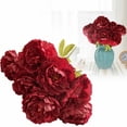 thumbnail image 2 of Peony Artificial Flower, Realistic Flowers Vintage Artificial Flower Long Stem Weather 7 Heads Wedding Bouquet Peony Faux Silk Flower Home Table Centerpiece Decor, 1Pc, Multicolor(Wine,16.5x7.9"), 2 of 9