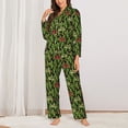 thumbnail image 2 of Picia Green Cacti And Red Chili Pattern Women’s Long-Sleeve Sleepwear Set - Soft 2-Piece Loungewear with Pockets, Comfy PJs for Relaxing Nights-Medium, 2 of 7