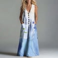 thumbnail image 6 of fheaev Womens Summer Maxi Dress Tank Sleeveless V Neck Button Down Casual Floral Loose Beach Vacation Sundress with Pockets Multicolor 2XL, 6 of 7