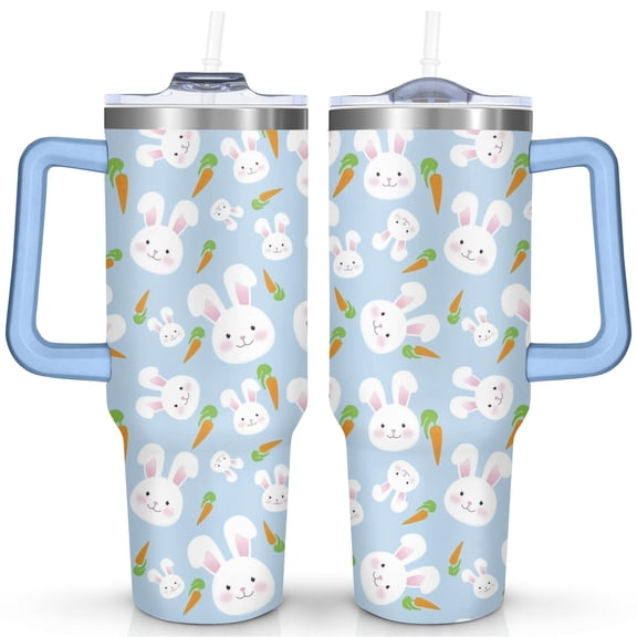 40oz Easter Tumbler with Handle & Straw - Insulated Stainless Steel Travel Mug,Leakproof,Cup Holder Friendly,Dishwasher Safe,for Hot/Cold Drinks.
