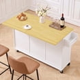 thumbnail image 3 of 52.7" Rolling Kitchen Island with Storage & Drop Leaf, Adjustable Shelf, Spice & Towel Rack for Small Kitchen & Dining Room, White, 3 of 8