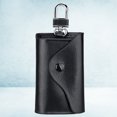 thumbnail image 3 of Funda de cuero para llaves de coche, universal, para colgar en la cintura, para hombre y mujer (negro), 3 of 7