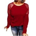thumbnail image 3 of Mujeres Leopardo O Cuello Lentejuelas Manga Larga Patchwork Camiseta Polluver Blusa Tops Fridja  FKASFK2999, 3 of 5