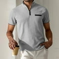 thumbnail image 2 of Aursykel Men's T Shirts Quarter Zip Casual Comfortable Tops with Pockets Mock Neck Short Sleeve Shirt for Men, 2 of 7