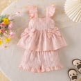 thumbnail image 2 of Summer Toddler Girl Clothes Girl Clothes Size 6 Toddler Baby Girl Summer Clothes Short Sleeves T-Shirt Tops + Shorts Cute Outfits Set Pink 18-24 Months Girls Summer Set 1-4 Years,2-3 Years, 2 of 9