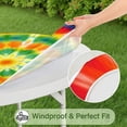 thumbnail image 5 of Colorful Rainbow Tie Dye Spiral Pattern Round Fitted Tablecloth with Elastic Edge,Dining Table Cover Waterproof,Outdoor Round Tablecloth for Camping,Dining,Indoor and Outdoor, 5 of 7