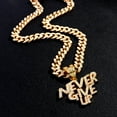 thumbnail image 5 of Bling Crystal NEVER GIVE UP Letter Pendant Necklace - New 13mm Iced Out Cuban Link Chain Necklaces for Men and Women  Hip Hop Jewelry Gift, 5 of 7