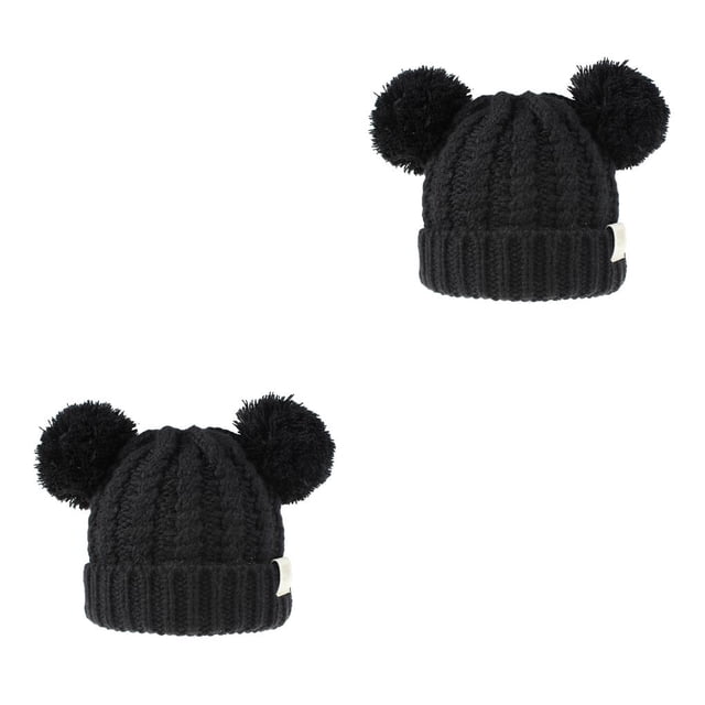 Qarigey Gorro lindo pompones esponjosos bolas de moda sombrero buena retención de calor gorras hermoso regalo para niños negro Type2 NO2 Qarigey CBP255457