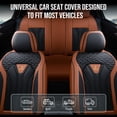 thumbnail image 4 of FLORICH Leather Car Seat Covers Full Set for Cars, SUVs & Trucks, Brown Black Front & Rear Automotive Seat Covers, Universal Fit for Toyota Honda Ford Jeep, 4 of 14