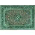thumbnail image 1 of Ahgly Company Machine Washable Indoor Rectangle Medallion Turquoise Blue Traditional Area Rugs, 7' x 10', 1 of 4