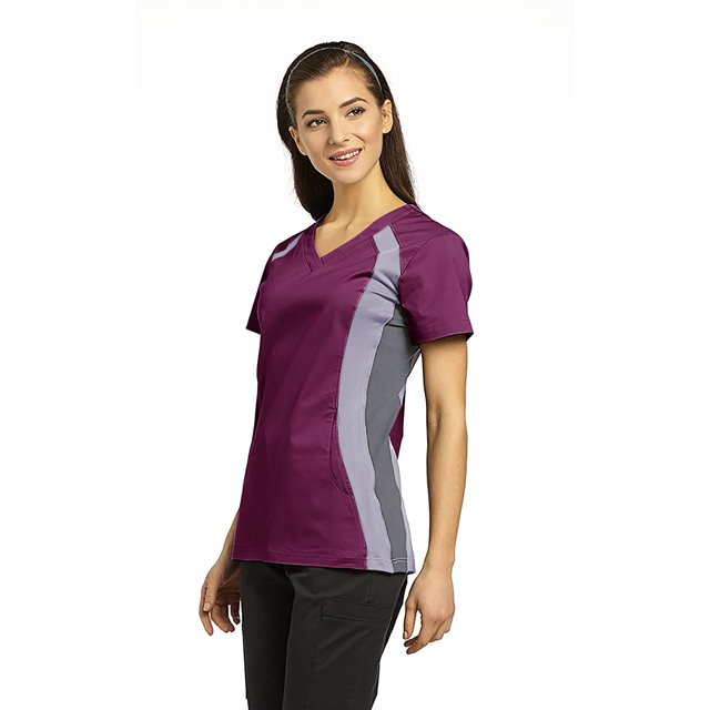 allure by white cross women's v-neck side panel solid scrub top