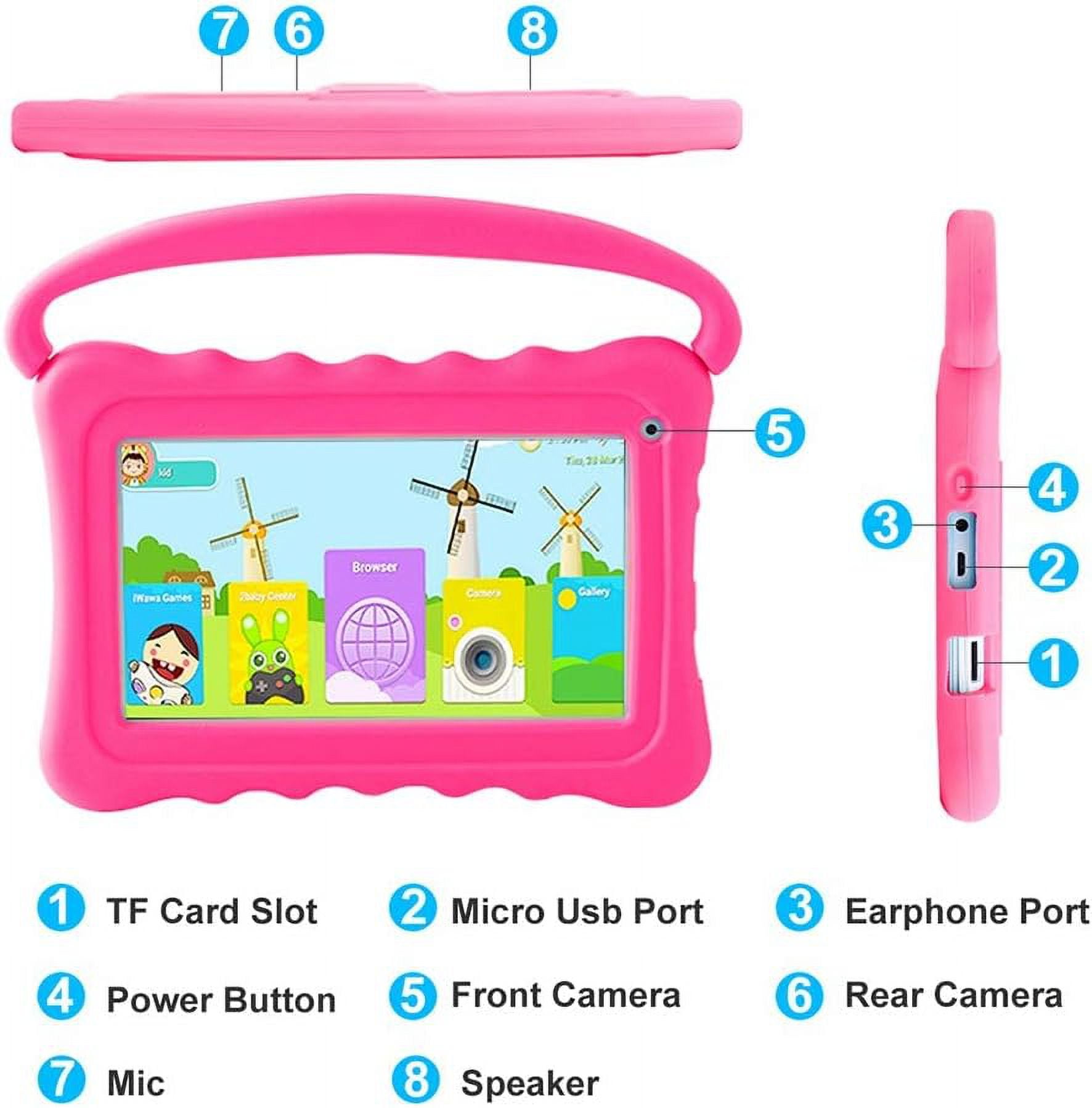 Tablette tactile enfant android 6.0 7 pouces wifi bluetooth éducative rose  12go yonis - Conforama