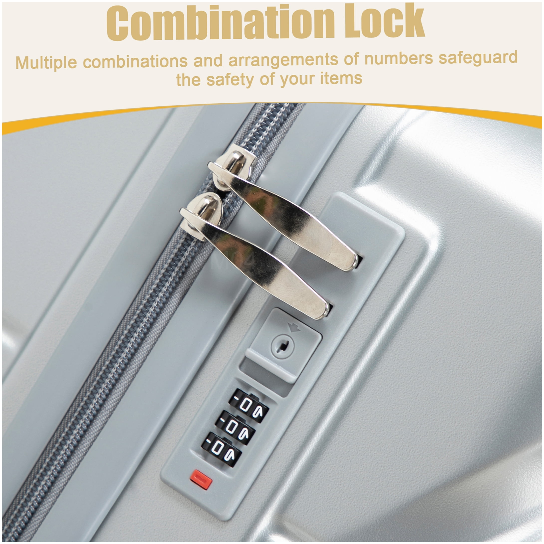 MANGIJOY Silver ABS Hardside Spinner Luggage, 28 Inch Large Checked Bag with TSA Lock &; Retractable Handle