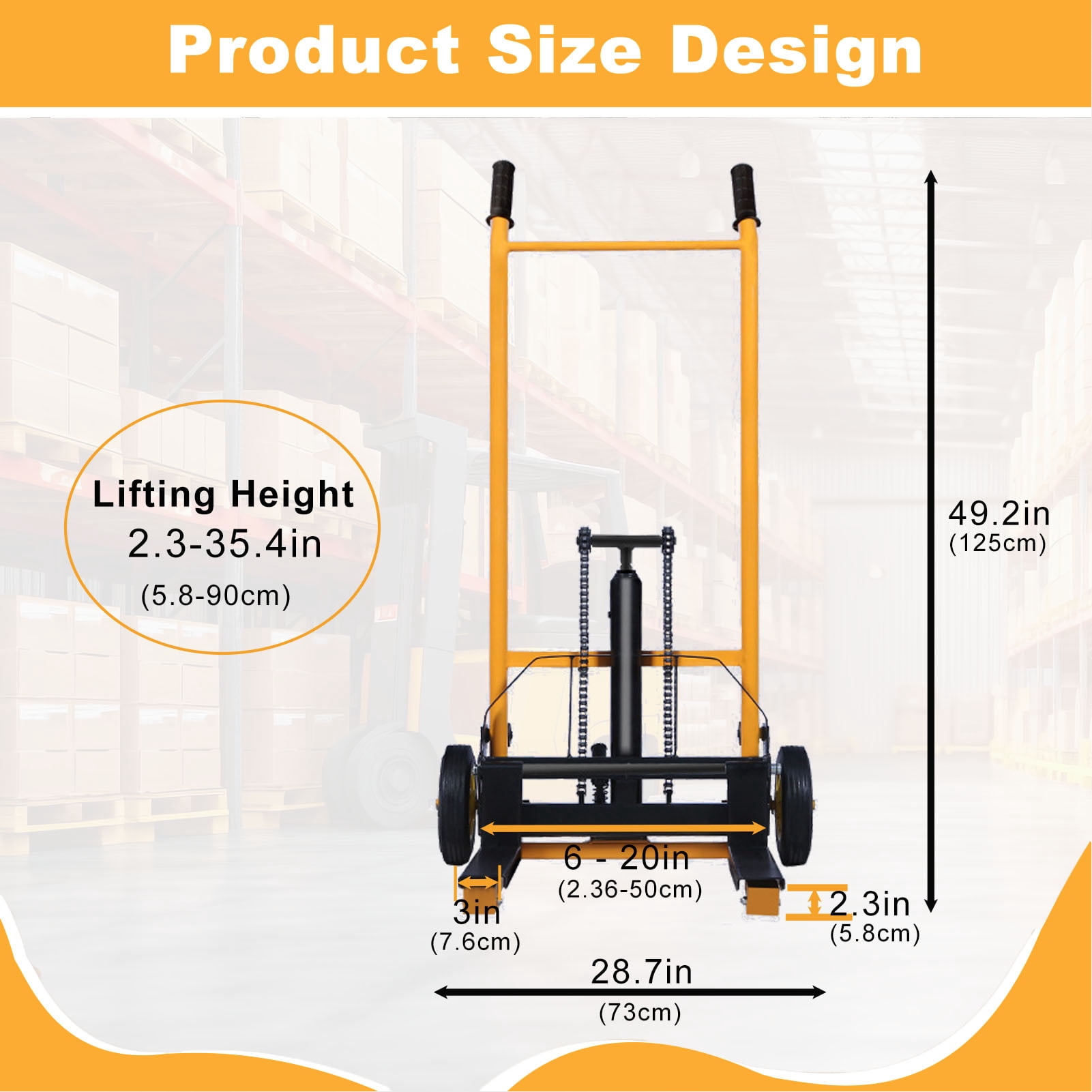 Small Manual Forklift Hydraulic Stacker, Portable Material Lift Truck with Adjustable Forks and Fixed Legs, 440 Lbs Straight Wheel Stacker Truck (Without Pallets)