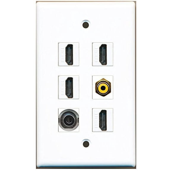 RiteAV - 4 HDMI 1 Port RCA Yellow 1 Port 3.5mm Wall Plate