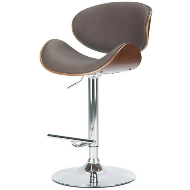 Trent Home 32.7" Mid-Century Metal Adjustable Height Lift Bar Stool in Brown