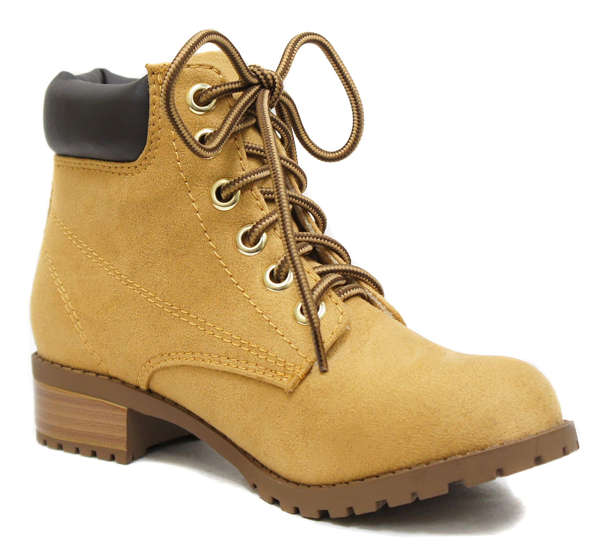 Soda Women Ankle Work Flat Construction Boots Lace Up Combat Army Booties EQUITY Suede Brown