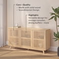 thumbnail image 3 of Plank+Beam Mid Century Modern Solid Wood Sideboard with 3 Doors Covering 6 Shelves, 59" TV Stand for Living Room, Blonde, 3 of 13