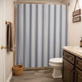 thumbnail image 3 of Vintage Blue Striped Shower Curtain - Water Repellent Fabric Shower Curtains Washable, Farmhouse Stripes Aesthetics Decorative Polyester Cloth Bathroom Curtains Modern Bath Decor 72"x84", 3 of 8