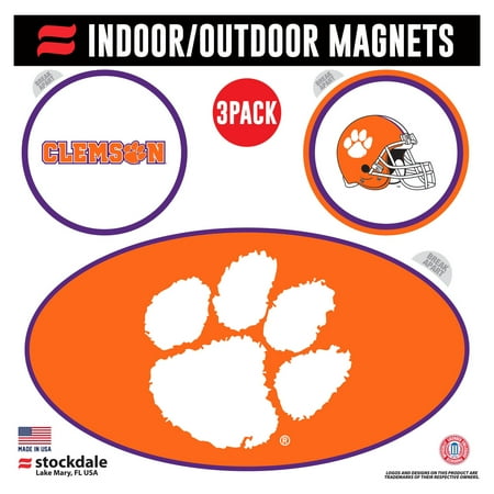 Clemson Magnet - Clemson Tigers Indoor & Outdoor 3-Pack Magnet Set - No Size