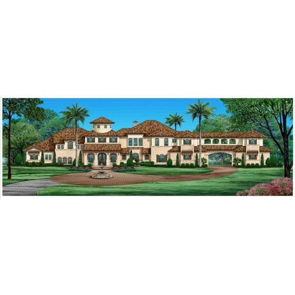 015-708: Traditional Castle 5 Bed, 5 Bath Luxury Home Plan, 6986 Sq Ft: Full Blueprints with License to Build by Home Plan Marketplace - Lesuto