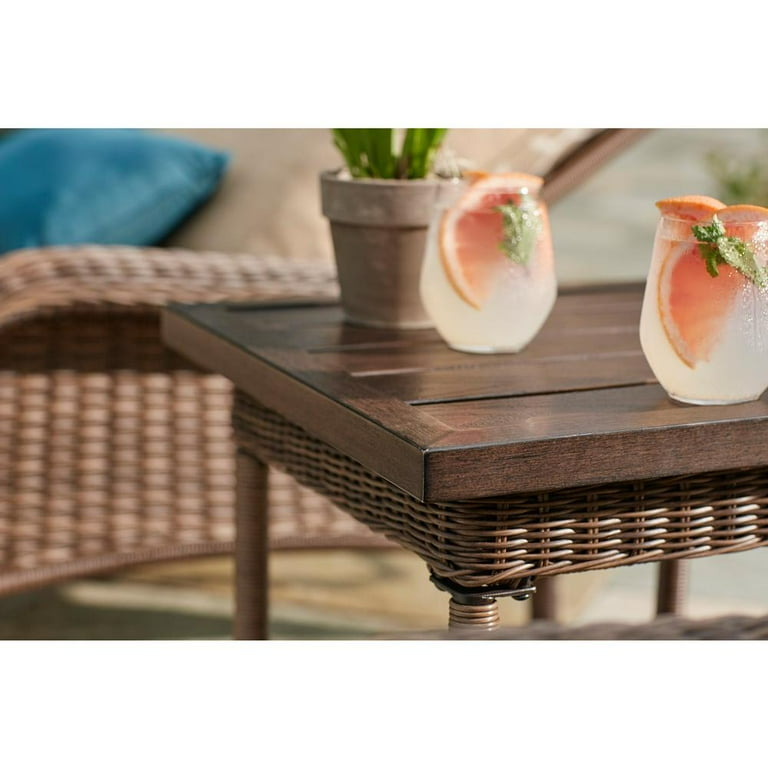 Hampton Bay Beacon Park Steel Wicker Outdoor Accent Table