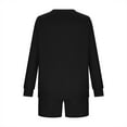 thumbnail image 6 of Enjoytime Comfy Sets for Women Clothing Patchwork Long Sleeve Round Neck Sweatshirts Shorts 2 Piece Outfits Fall Fashion Travel Sweatsuits Black XL, 6 of 7