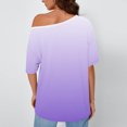 thumbnail image 6 of YUGYXL Women's Off The Shoulder Tops Gradient Oversized Shirts Casual Loose Fit Short Sleeve Comfy Vacation Shirts Purple S, 6 of 6
