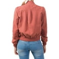 thumbnail image 4 of Made by Olivia Women's Casual Faux Suede Ribbed Hem Zip Up Bomber Short Jacket, 4 of 4