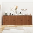 thumbnail image 4 of Brafabhome 94" Wide Fluted Sideboard with 4 Doors, Modern Credenza Buffet Cabinet with Adjustable & Removable Shelf for Living Room, Dining Room | Walnut(2 Set), 4 of 9
